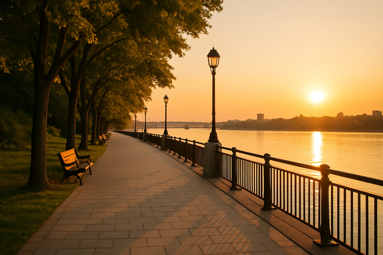 Романтичная аллея в парке с цветущими деревьями